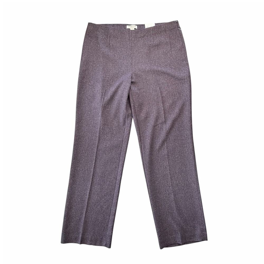 Coldwater Creek NEW Charcoal Purple Mini Tweed Classic Fit Trouser Office Pants